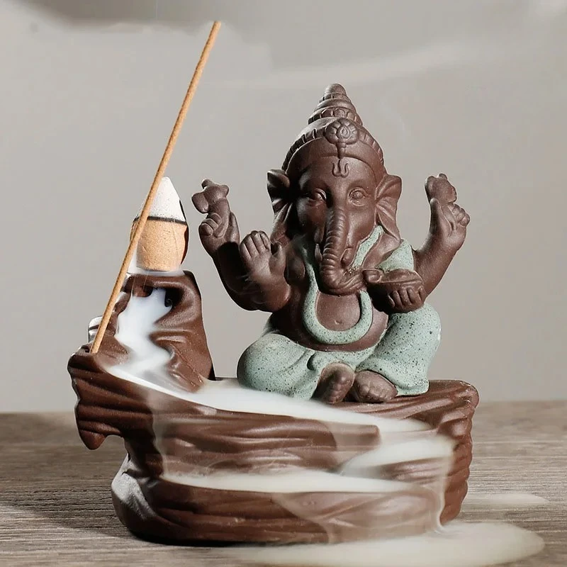 1pc,Ganesha Incense Burner Elephant God Emblem Auspicious Home Decor Incense Stick Holder Desktop Ornament (Without Incense)