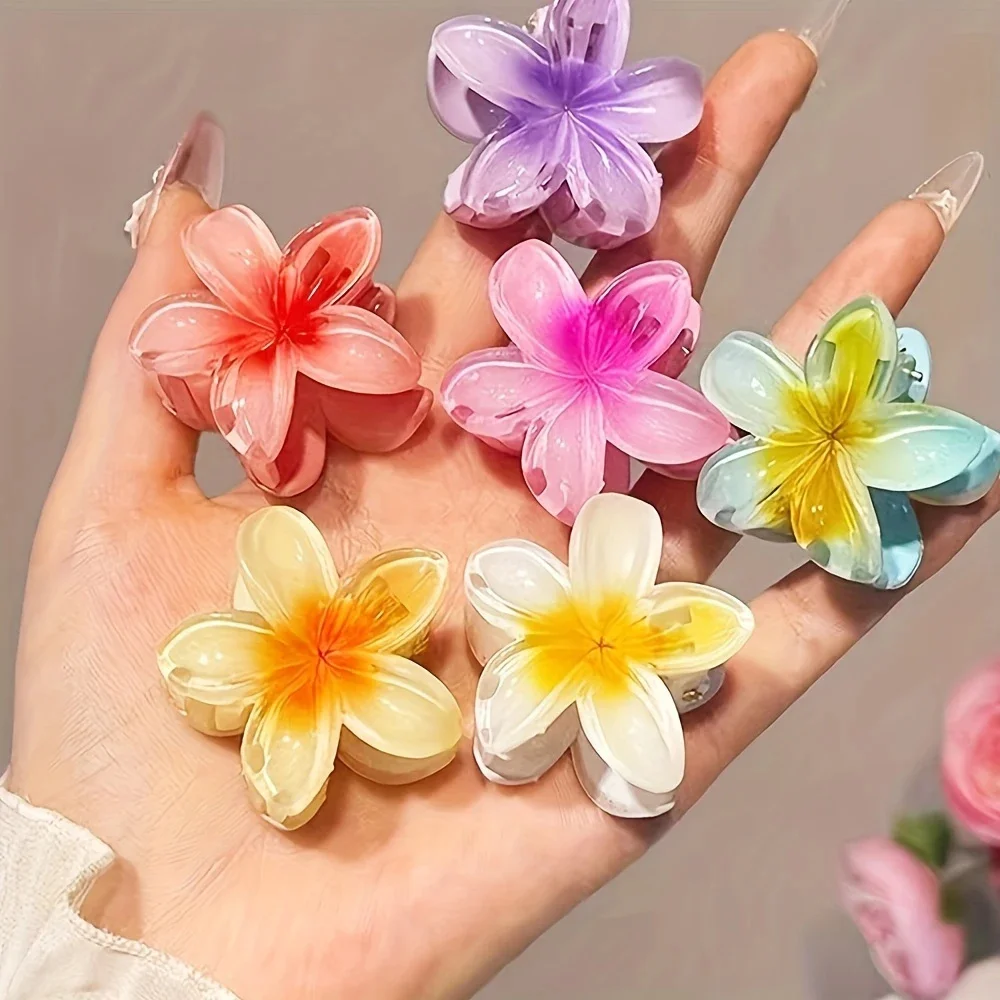 Juego de 6 piezas de pinzas para el cabello con flores degradadas, tocados y accesorios para el cabello de estilo informal a la moda, colores mezclados, regalo Ideal para mujeres jóvenes