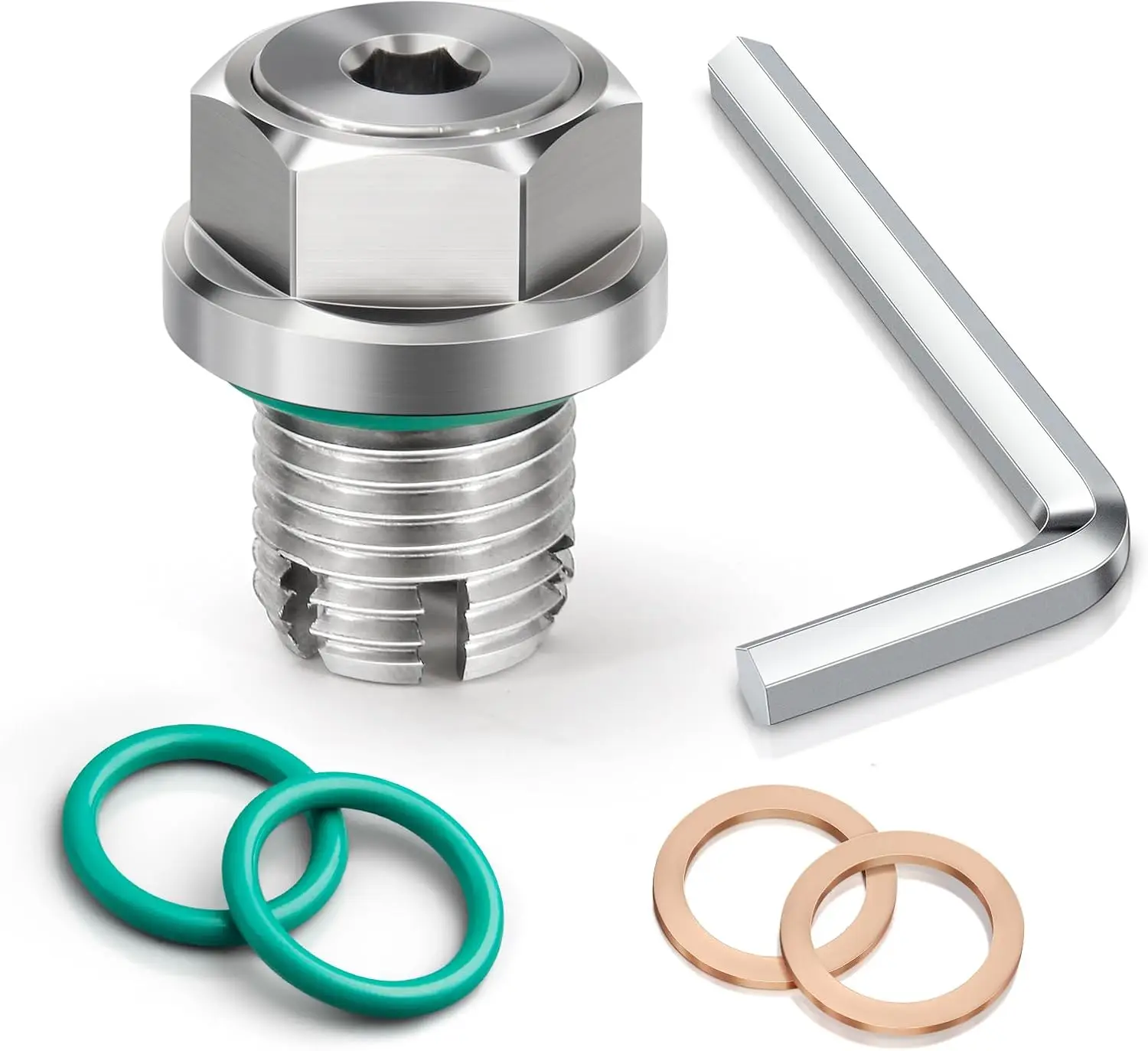 

M12.1-1.75 x 15 мм Негабаритная пробка для слива масла Piggyback, самонарезная резьба масляного поддона из нержавеющей стали, ремонтный комплект