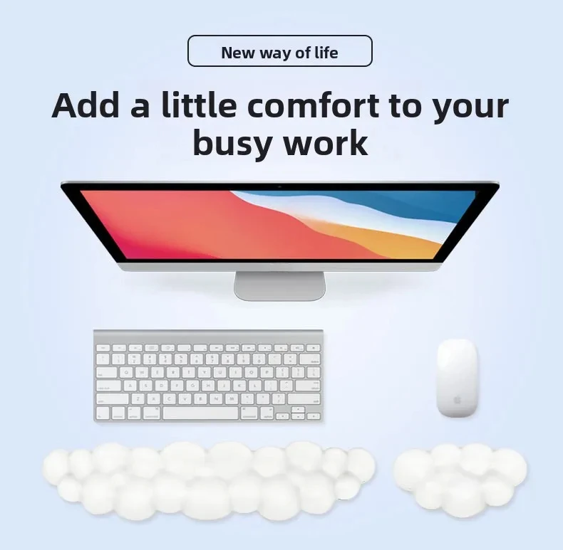 Wolkenförmige Silikon-Handgelenkauflage Mauspad Tastaturunterlage Ergonomische Schreibtischunterlage für Büro und Gaming in 8 Farben – Detail 2