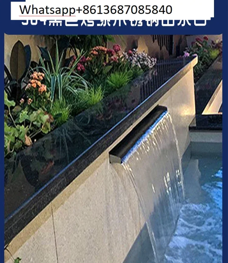 Spa waterfall stainless steel,cascade spillway fountain pool waterfall Multi colour led lighted swimming pool fountain waterfall