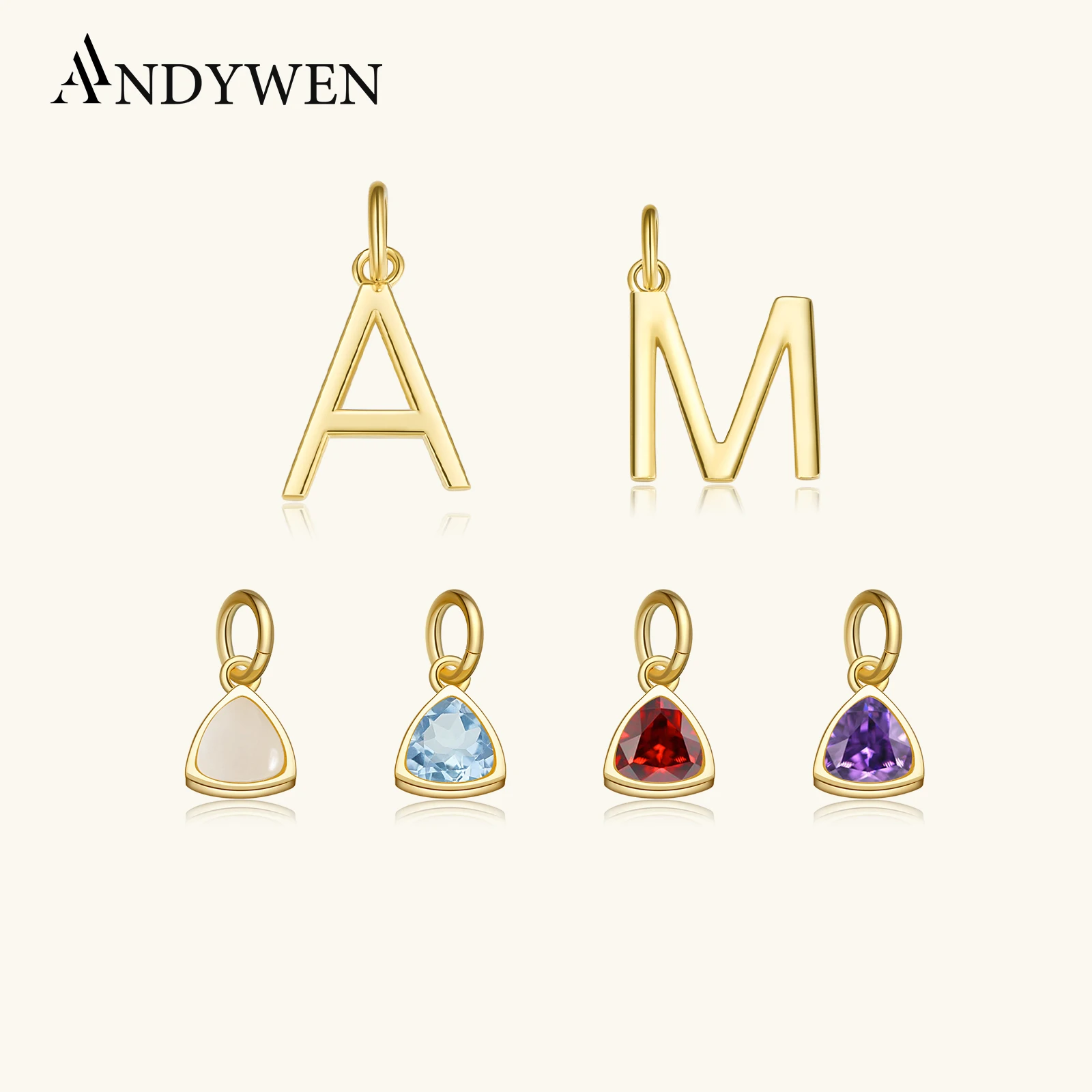 

ANDYWEN 925 Sterling Silver Gold Letters 26 Initial E P R Birthstone Pendant Long Chain Choker Necklace 2021 Women Wedding Gift