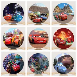 Disney Red Race Cool Car Cartoon Custom Elastic Round Backdrop Cover Happy Birthday Party Circle Background