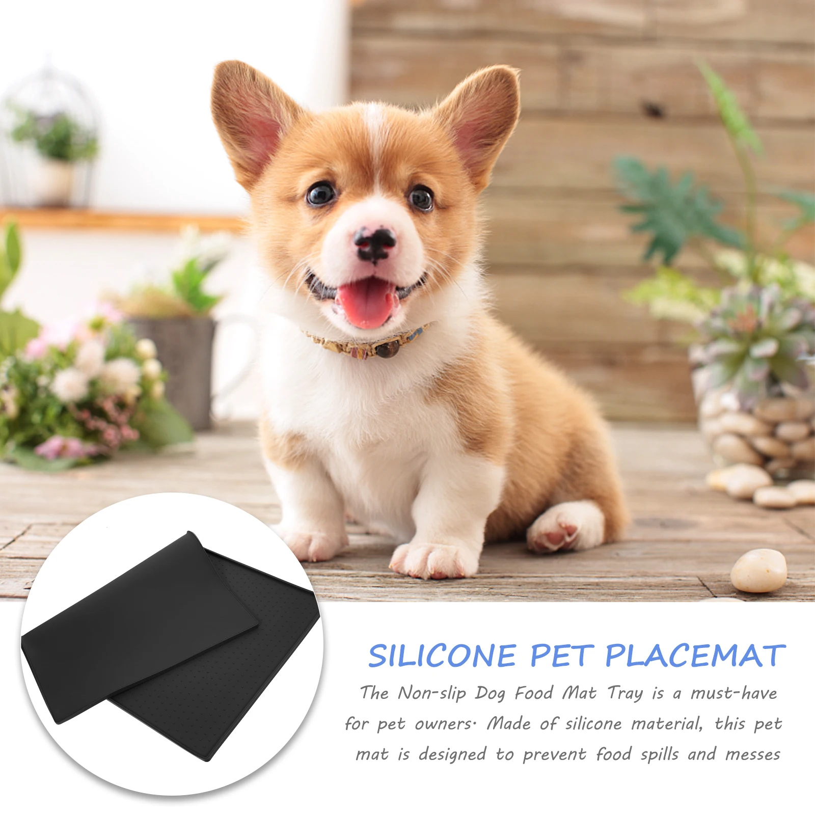 

Waterproof Dog Placemat Silicone Food Non Feeding Bowl Mat for Cats Dogs Black Large Use Pet Bowls Feeding