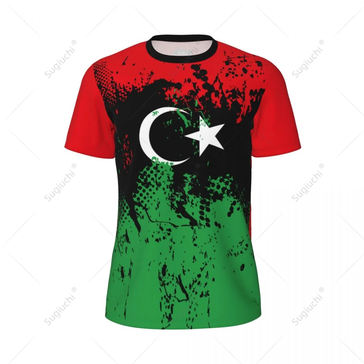 Exclusive design Libya Flag Grain 3D Printed Men For Running Bike Soccer Tennis Fitness Sports tshirt Mesh Fans Short T-shirt