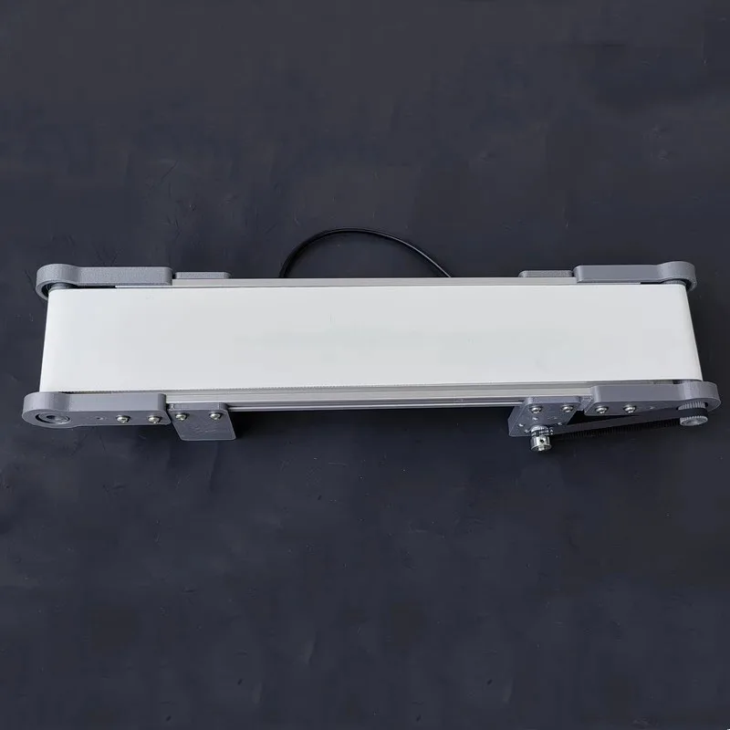 DIY elevator model friction experimental device 10x50CM mini electric desktop conveyor belt speed adjustable 0-116RPM white belt