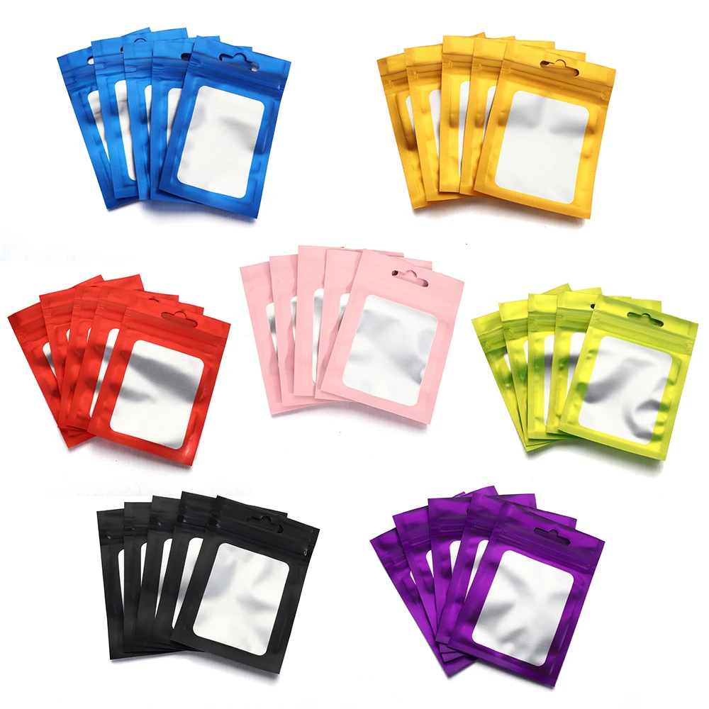 50pcs Colorful Plastic Bag Reusable Polyurethane Zip Bags for Jewelry Display Gifts Food Handicrafts Accessories Packing Bag