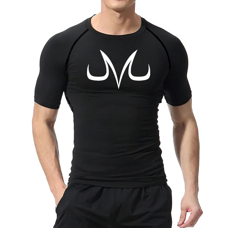 Graphic Short Sleeve Compression Shirt for Men Gym Workout Tshirt Tops Summer Athletic Quick Dry Baselayer Undershirt Rash Guard