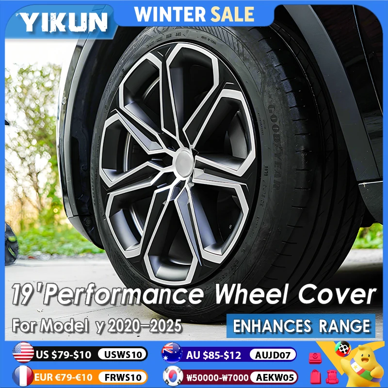 

4 шт. 19-дюймовая крышка ступицы для Tesla Model Y, сменная крышка колеса, автомобильная крышка ступицы, полная крышка обода, аксессуары 2018-2024