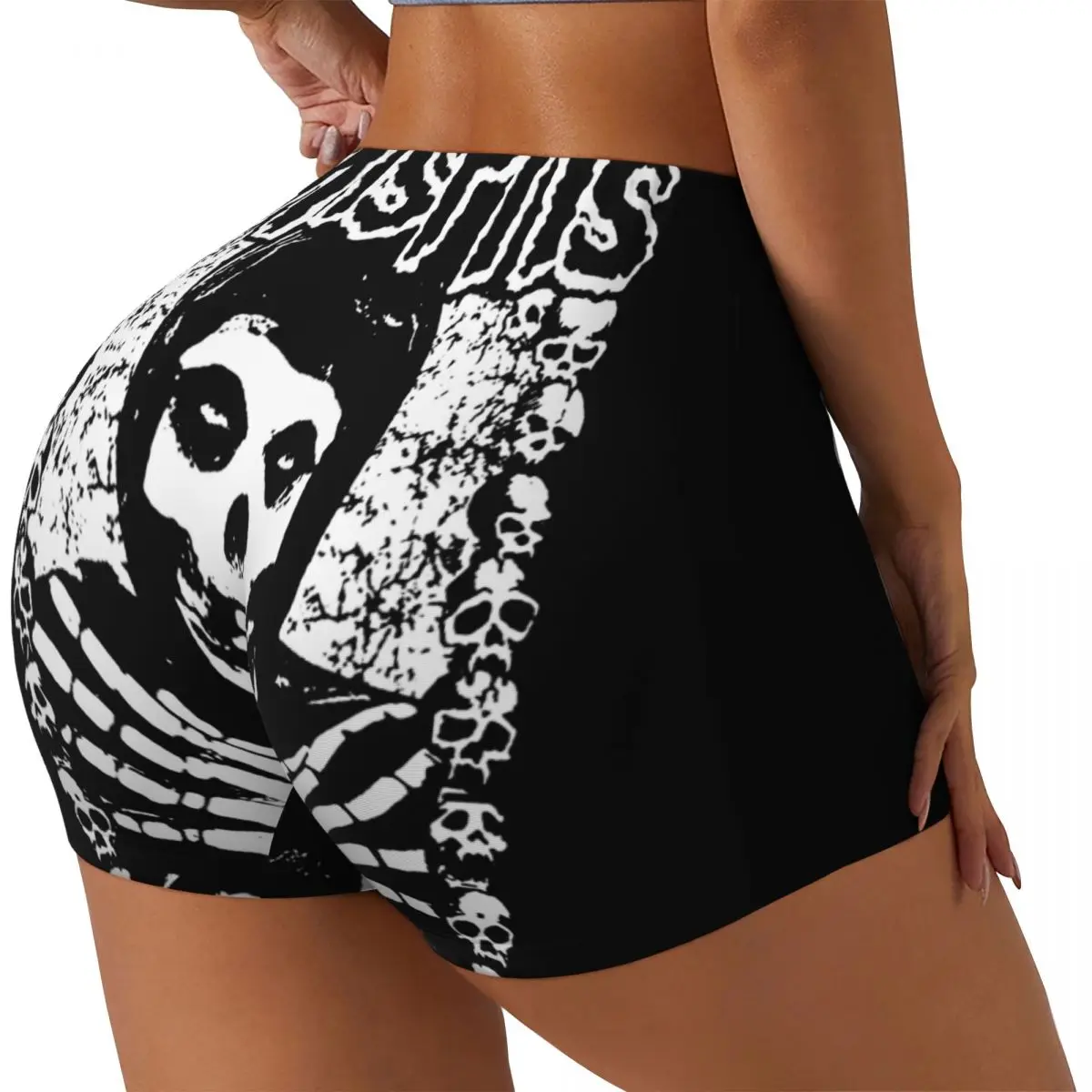 Custom Punk Rock Band Misfits Workout Shorts Women Gym Running Biker Yoga Shorts