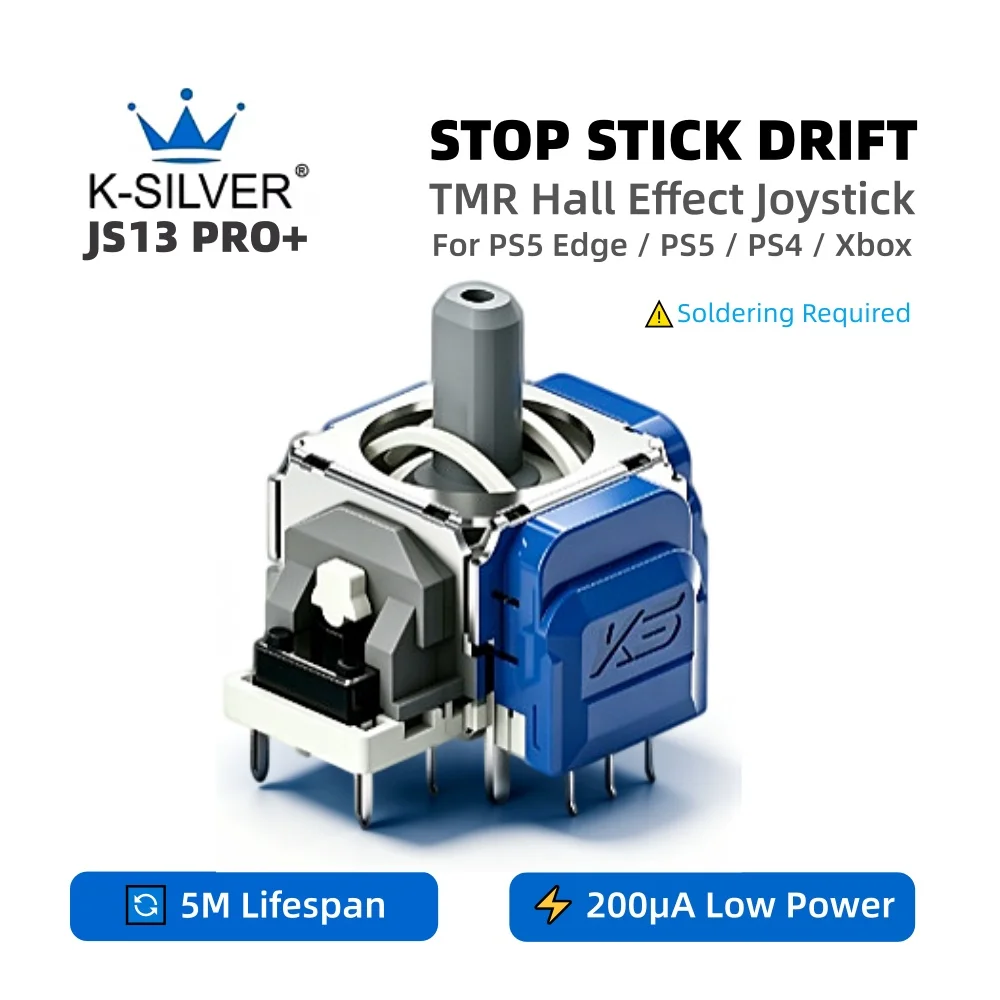 K-SILVER JS13 PRO+ TMR 조이스틱, PS5 Edge DualSense, PS4, Xbox 컨트롤러용 홀 효과 방식, 드리프트 현상 수정 및 수리, 엄지 스틱 안티 드리프트 기능