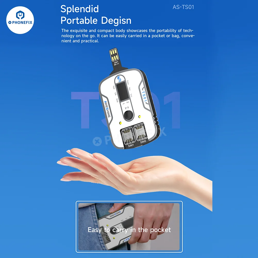 

Aweshine TS-01 SIM Card Tester for iPhone iPad Android Phone Quick Faulty Measurement and Positioning Fast Signal Detection Tool