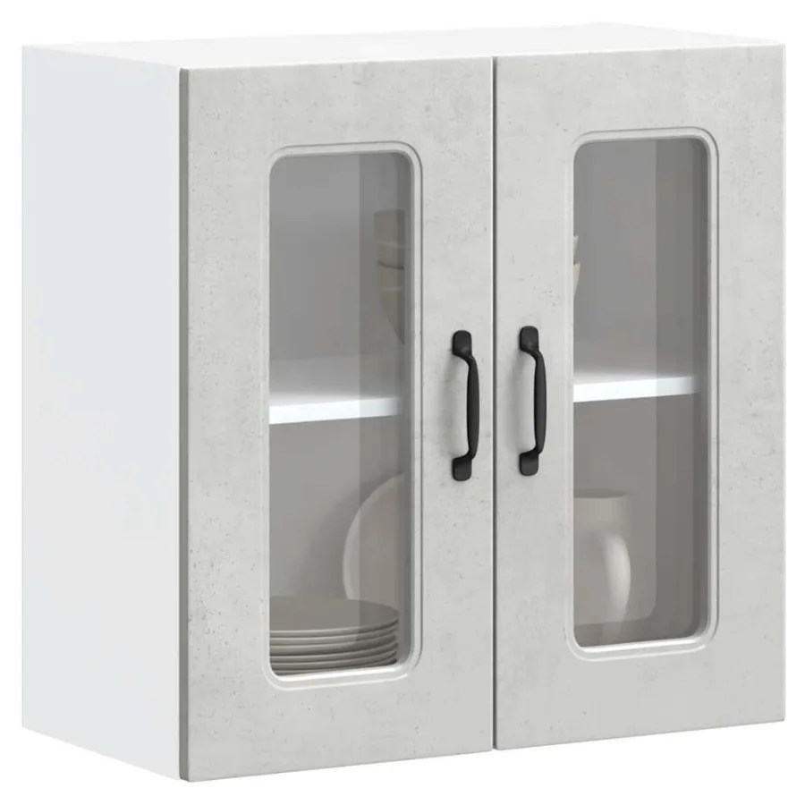 

Kitchen Wall Cabinet Concrete gray Engineered wood and glass