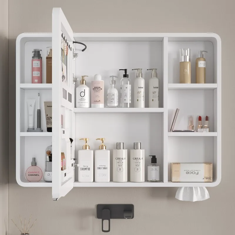 Mirror Shelves Bathroom Cabinet Vanity Perfume Storage Organizer Large Partitions Cupboard Luxury Gabinete Ornaments Home Decor