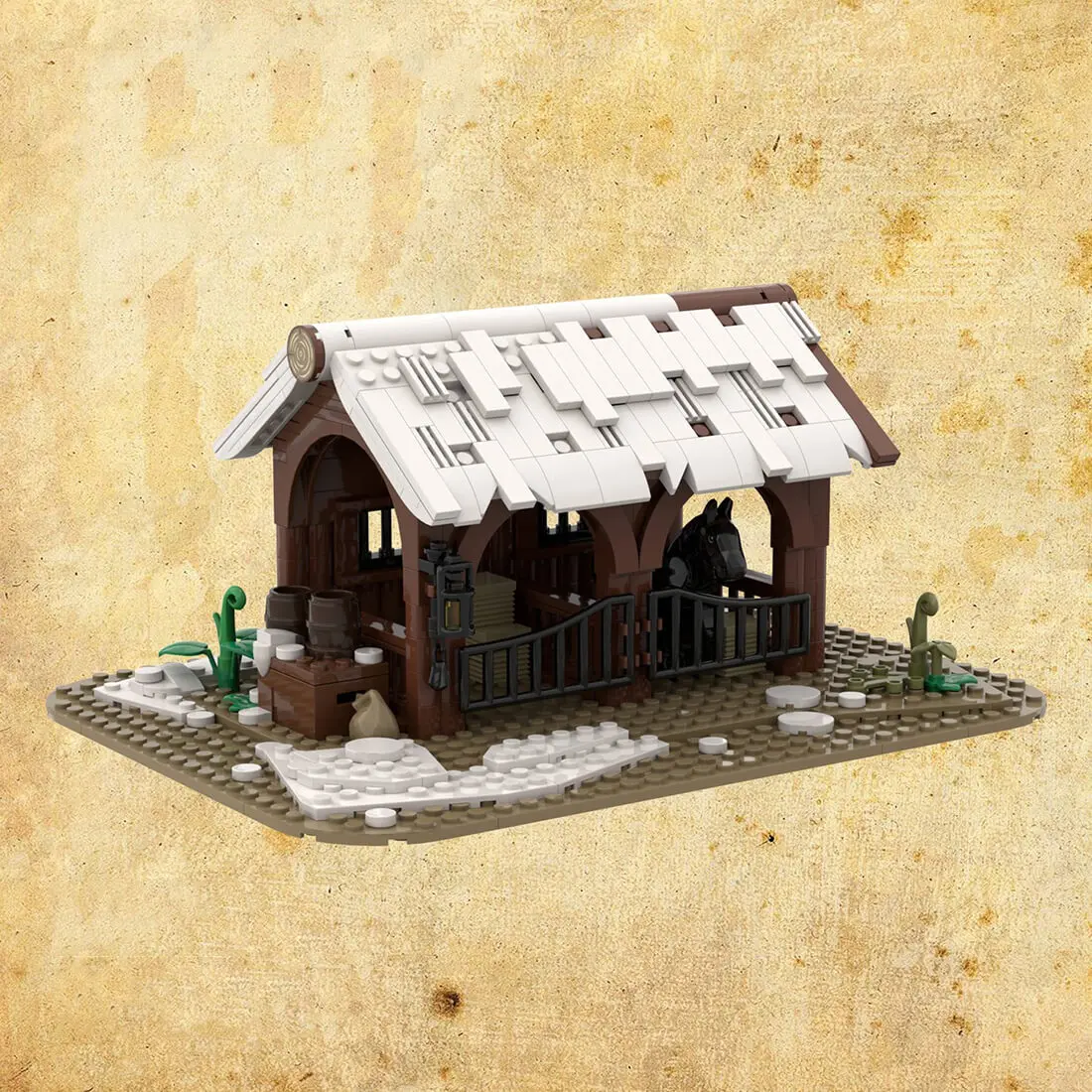 

Custom 419pcs/set MOC-96457 Medieval Stable Shaped 419 Parts for Christmas