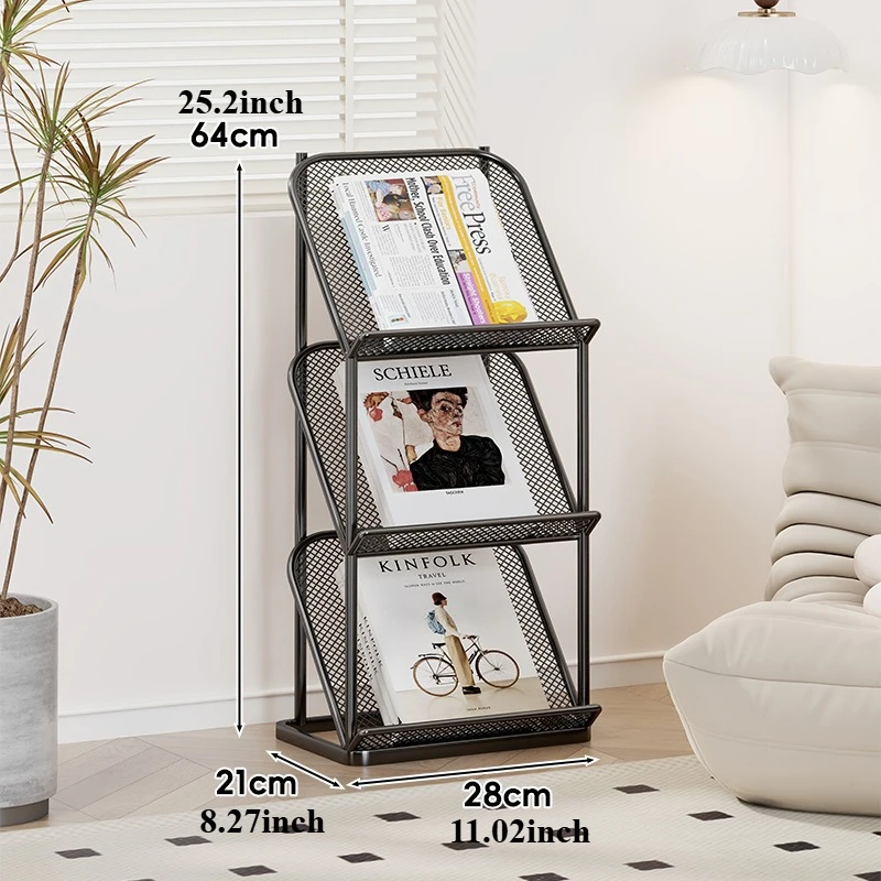 Rack de armazenamento de revistas, rack de exibição de materiais, folheto, piso de jornal, rack de exibição de página única, suporte de revista