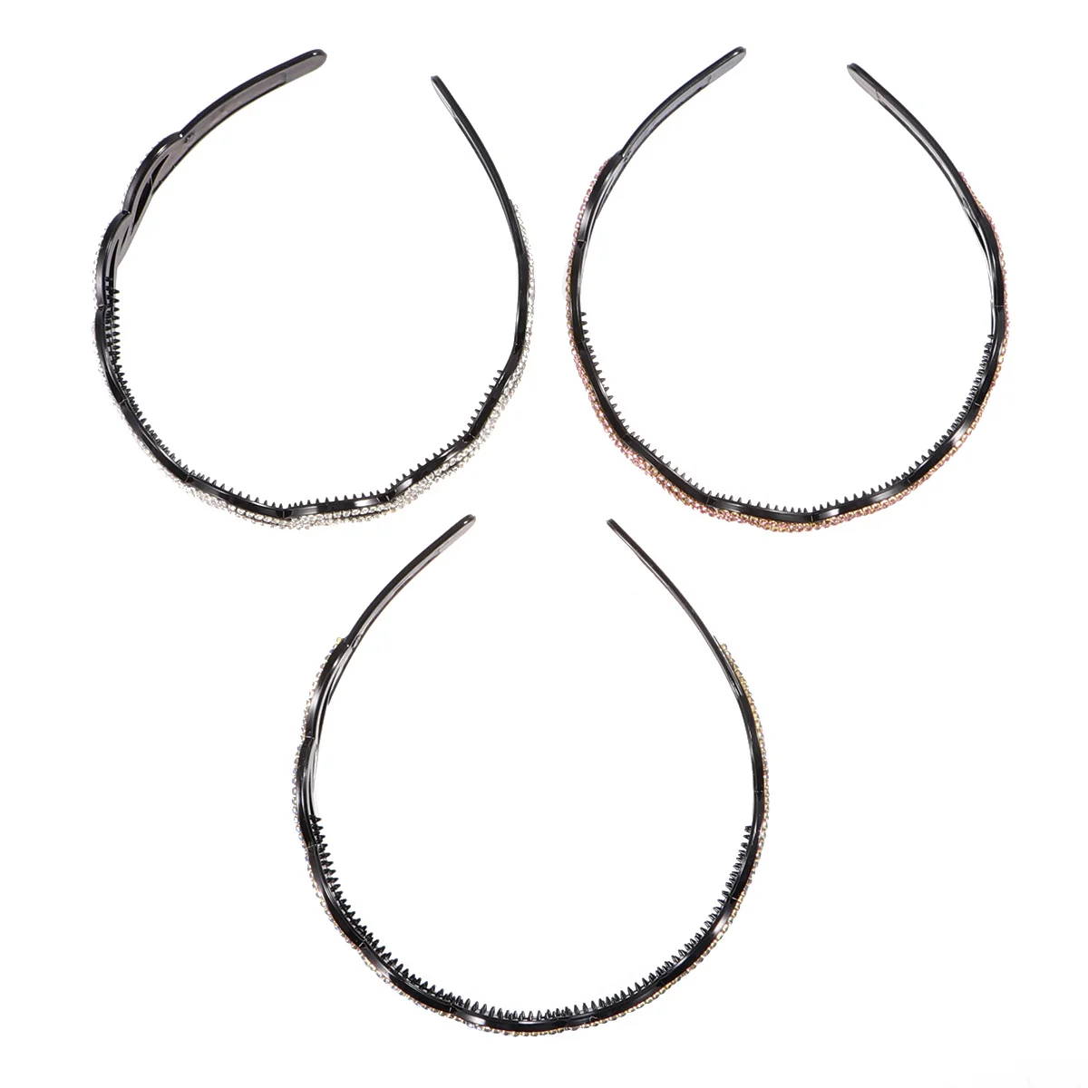 

3Pcs Crystal Rhinestone Headband Non-Slip Hair Band for Women White Blue Pink Fashionable Head Wrap for Banquet Beach Party