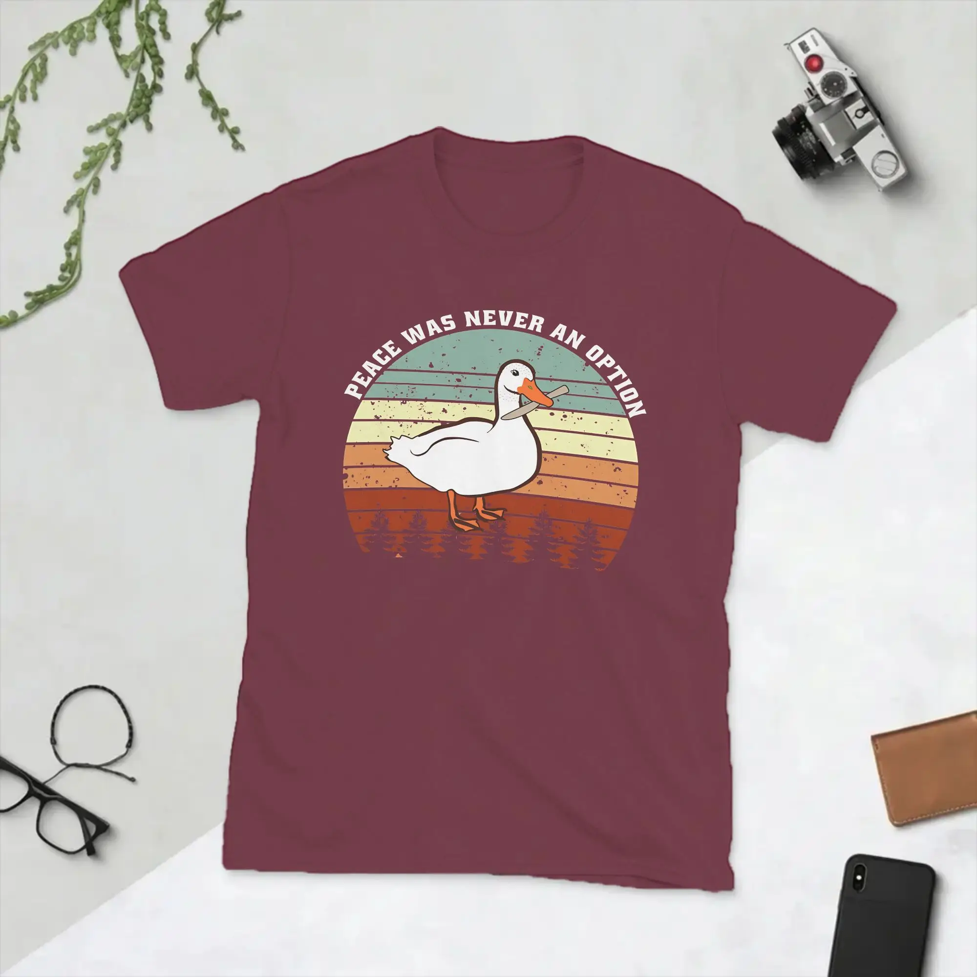 Men Peace was Never An Option Untitled Goose T Shirt Cotton Clothing Creative Short Sleeve Round Neck Tees Plus Size T-Shirt