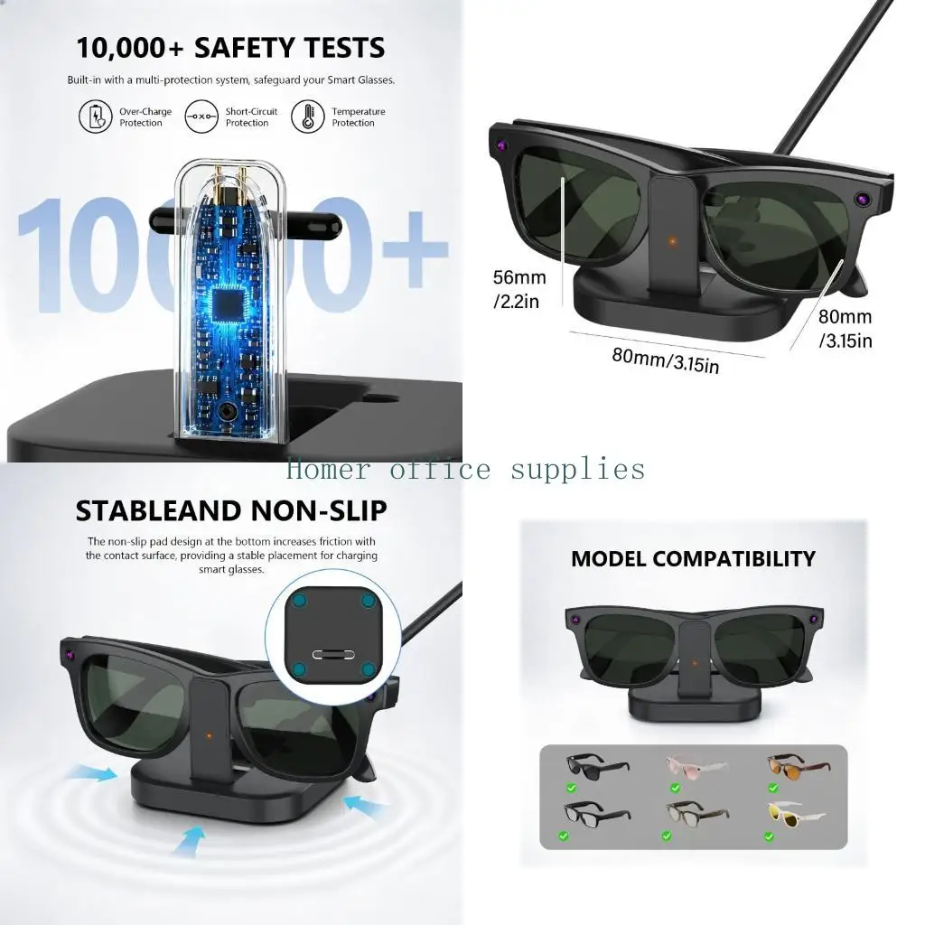 K43B Glasses Charging Stand with Stable Base and Display Holder Daily