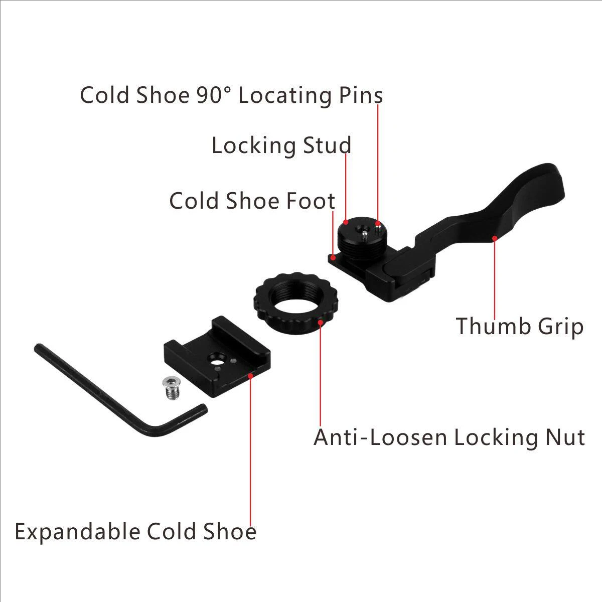A6700 A6600 hotshoe handle with coldshoe Not blocking screen can install microphone fill light A7m5 A7S3 XE5 XT20 Thumb Grip