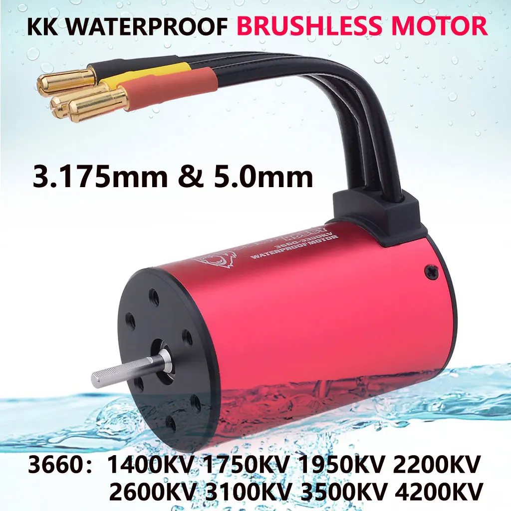 Surpass Hobby KK 3660 Waterproof Brushless Motor 3.175/5.0mm Shaft for 1/8 1/10 2S 3S RC Car Drift Racing Off-Road Truck Parts