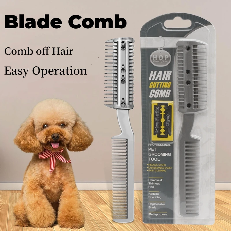 Pet Dog Hair Trimmer Comb Cutting Cut With 2 Blades Grooming Razor Thinning Dog Cat Combs Dog cat Hair Remover hair brush comb