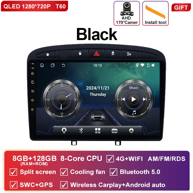 Android 16 autoradio voor Peugeot RCZ 308 SW 2007-2015 408 2012-2020 Multimedia Navigatie GPS Carplay Auto Head Unit 4G WIFI BT