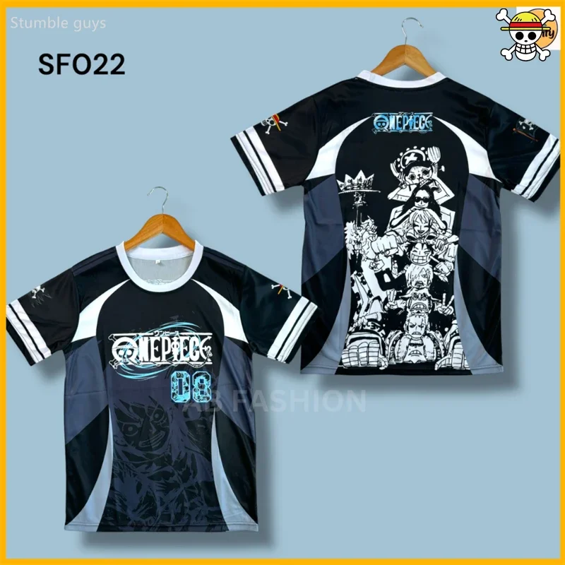 Modisches Herren-Einteiler-T-Shirt, Sommer, Luffy Gear 5-Print, Kurzarm, Atmungsaktives Sporttrikot, Alltagskleidung, Kinder- und Jungenbekleidung