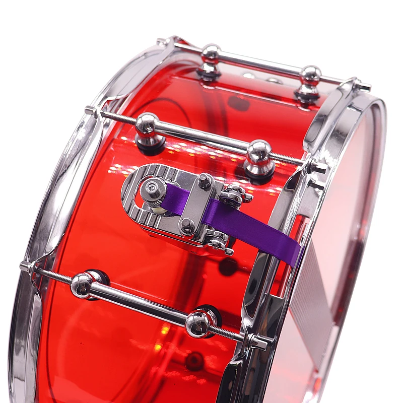 1 Piece 14inch Dia 6.5inch Depth Transparent Acrylic Snare Drum with Silver Color 2mm Iron Hoop and Alloy Single Side Drum Lug