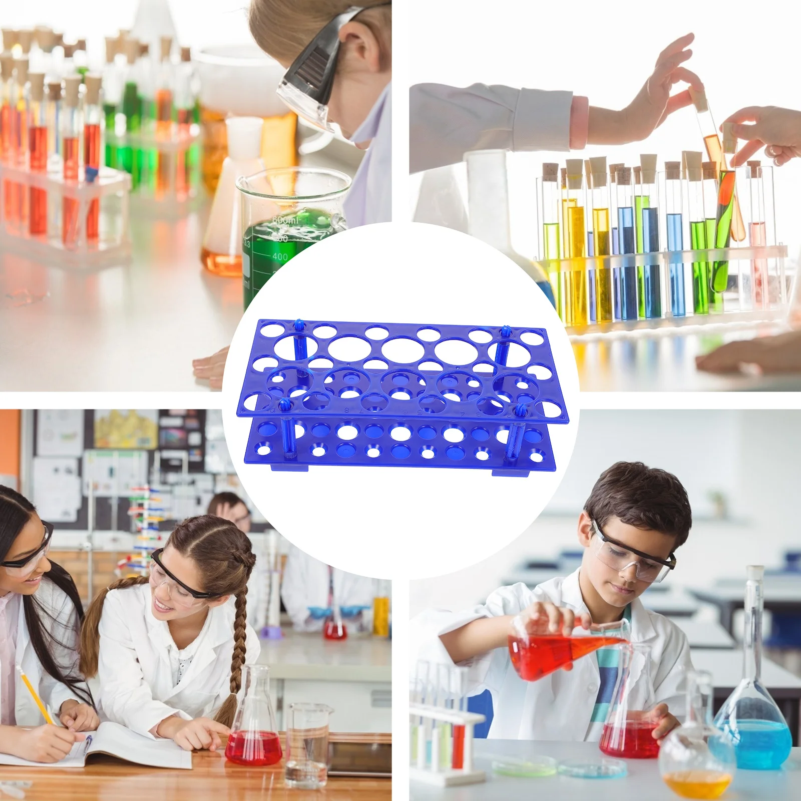 

2Pcs Plastic Test Tube Rack Tube Stand Laboratory Holder 28 Holes Durable for Scientific Research School Hospital