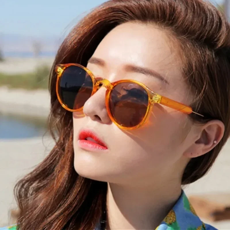 Round Orange Sunglasses for Women Luxury 2022 Men Brand Designer Eyewear Shades Ladies Alloy Sun Glasses UV400 Eyeglasses