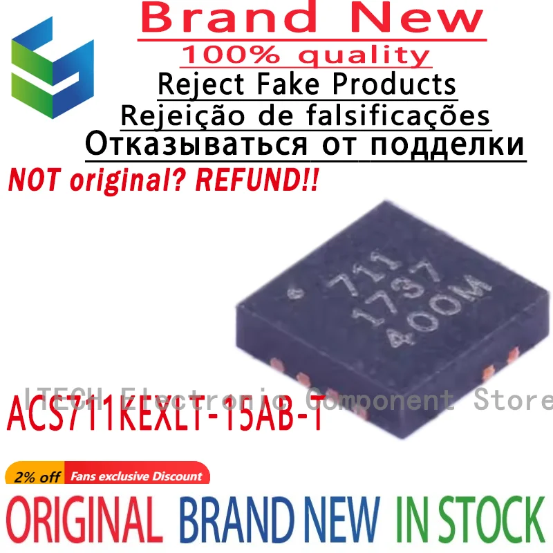 10PCS/LOT Original  ACS711KEXLT-15AB-T QFN12 New In Stock