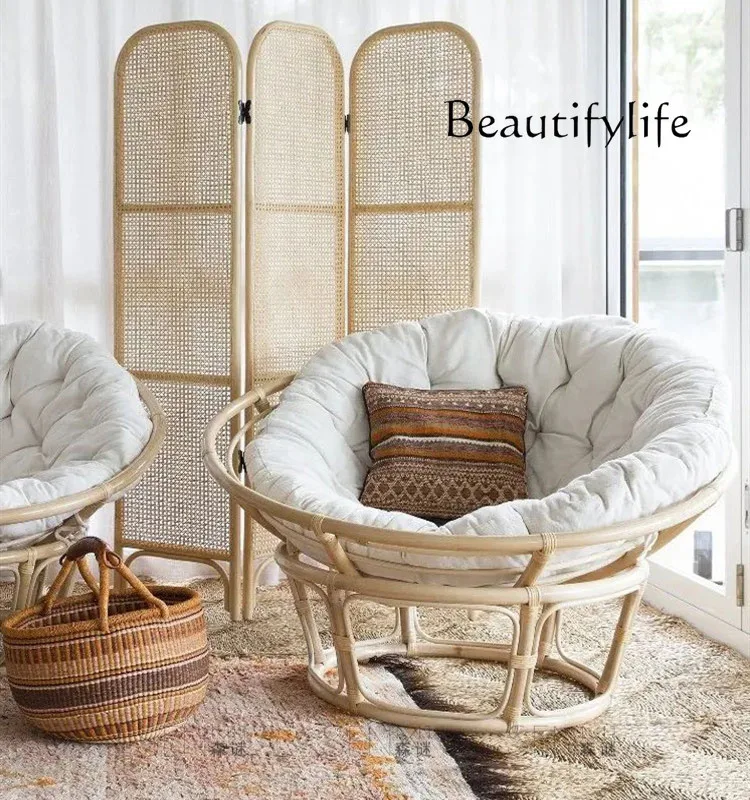 Simple Rattan Chair Sun Chair Bed & Breakfast Japanese Lazy Leisure Sofa Balcony Really Wicker Lounger