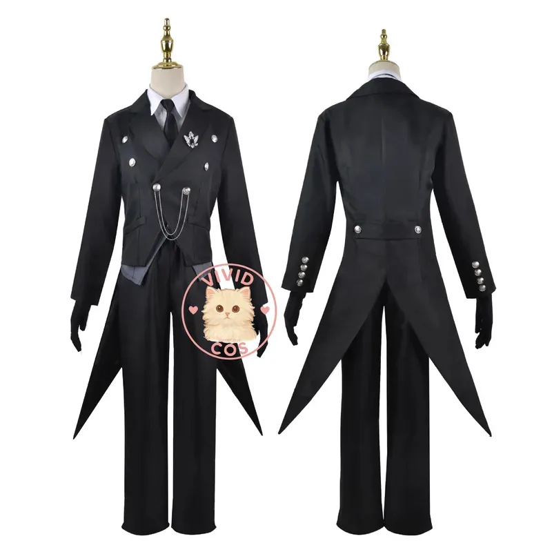 

Sebastian dinner jacket cosplay costume butler anime pgem vintage formal dress complete set of men's clothing