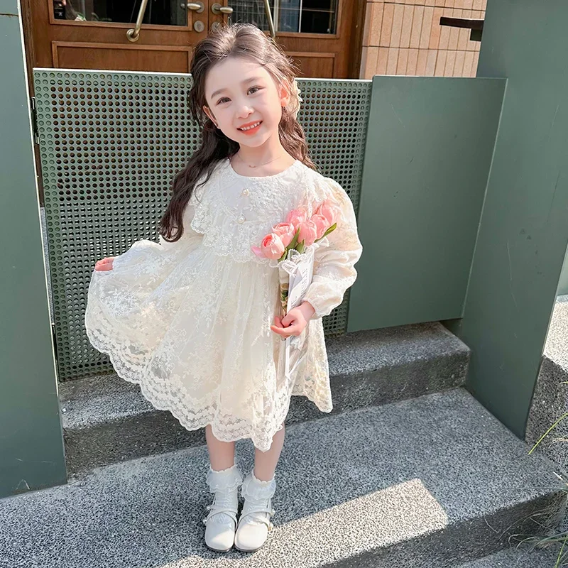 Spring children clothes girls dress baby long sleeve dresses birthday party lace princess dress holiday kids clothing 2-8 years