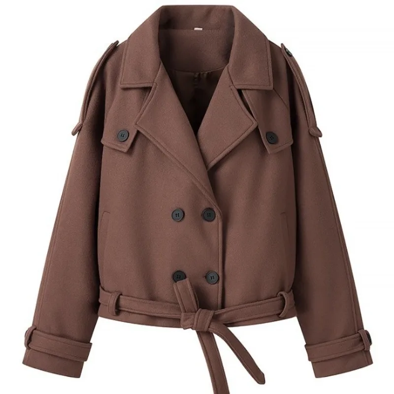 YYAHAHAS Europäische und Amerikanische Mode Jacke frauen Casual Lose Doppel Taste Revers Stil Woolen Mantel Weibliche Kleidung