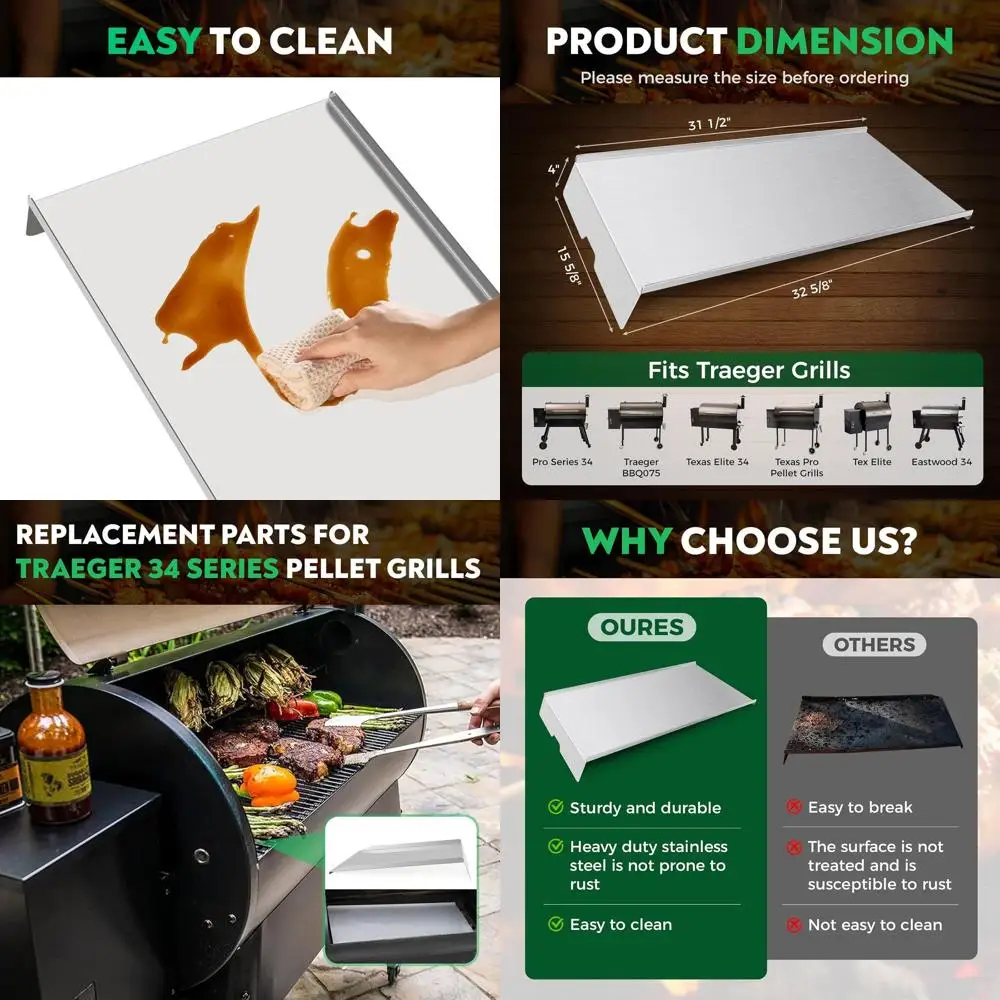 

Stainless Steel Drip Pan for 34 Series Pellet Grills, 32.5 x 15.75, Compatible with Tex/Tex Elite Models