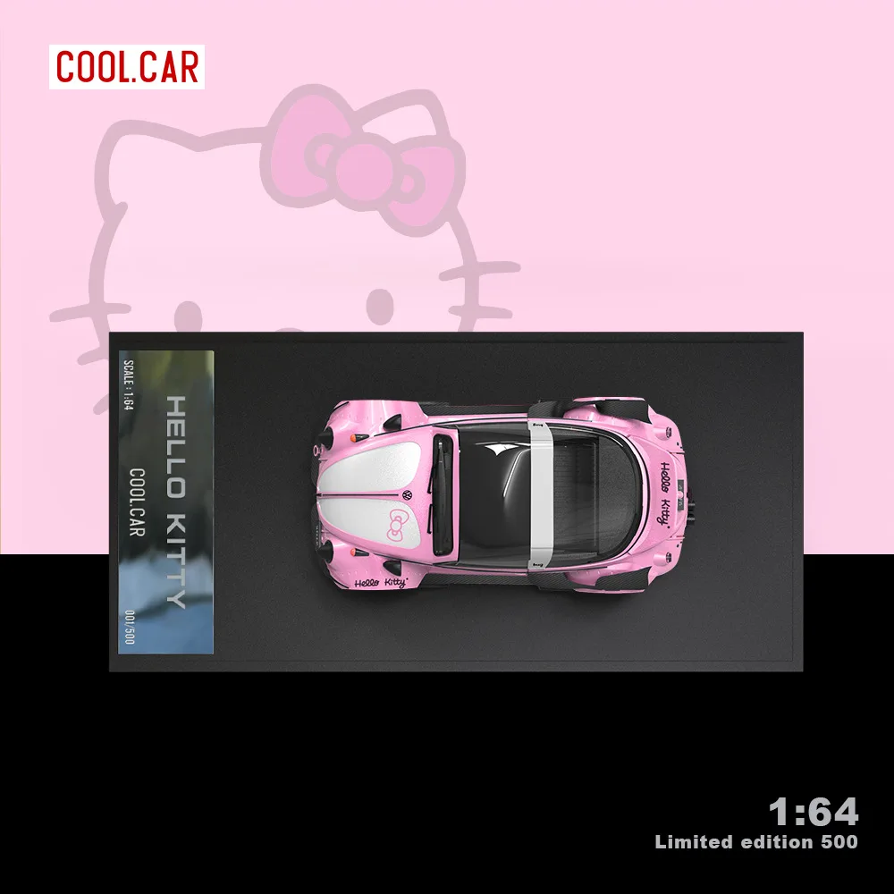 Sanrio Beetle Hello Kitty Sedan Painted With Vintage Car Simulation Alloy Car Model Exquisite Ornaments Cute Gift For Childrens