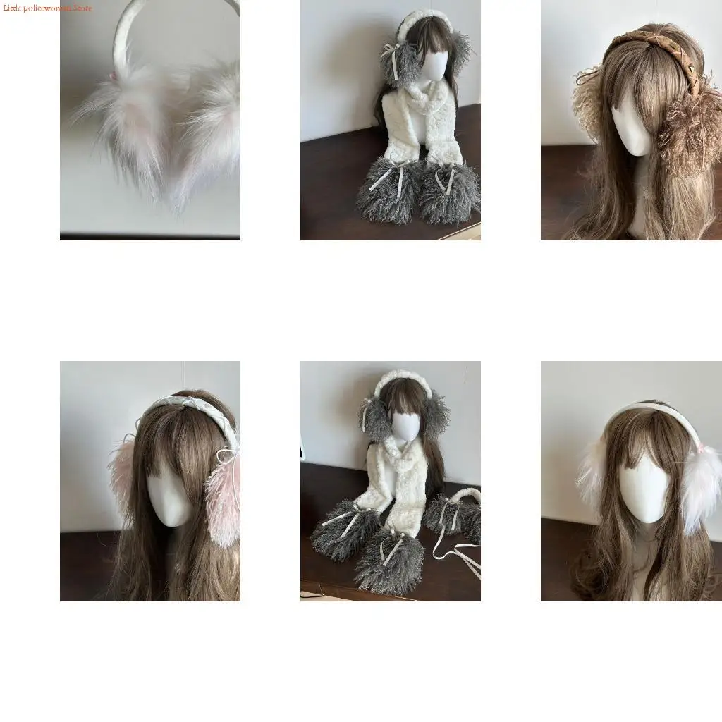 F92D Bowknot Plush Ear Muffs for Cold Weather Fashion Ear Protective Ear Warmers Thick Furry Ear Muff for Women Skiing Hiking