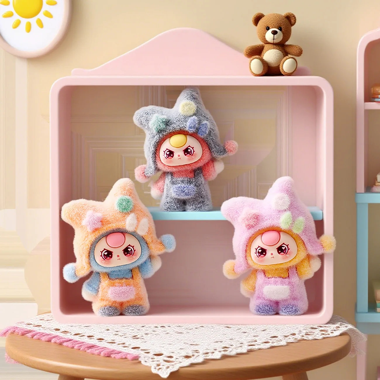 10pcs-New Mini Cartoon Baby Three-Year-Old Series Cute Ball Toy Desk Decorative Item for Office Use