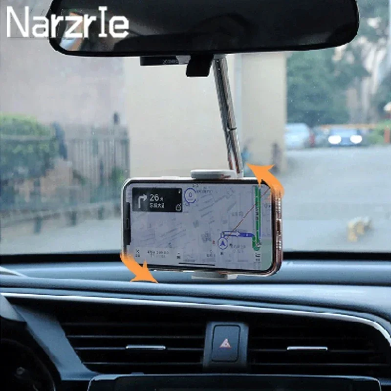 1PCS Universal Car Phone Holder 360 Degrees Rotating Car Rearview Mirror Mount GPS Phone Holder Adjustable Support