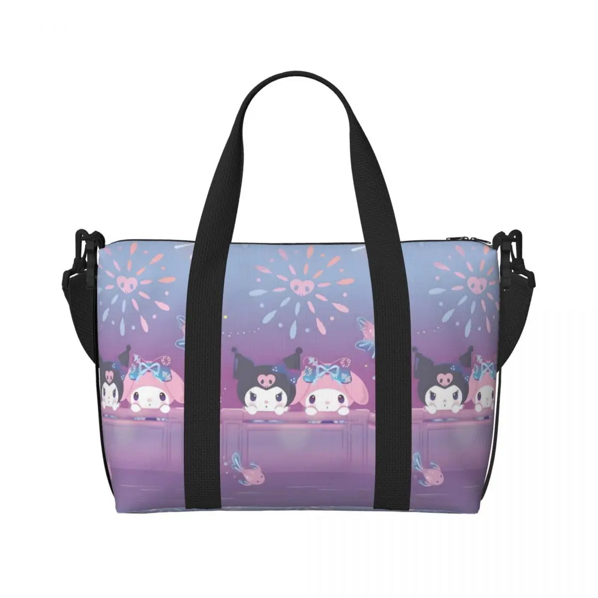 

Пляжная большая сумка на заказ Melody с мультяшным фильмом, женская сумка Kawaii Design с большим отделением для спортзала, пляжные дорожные сумки