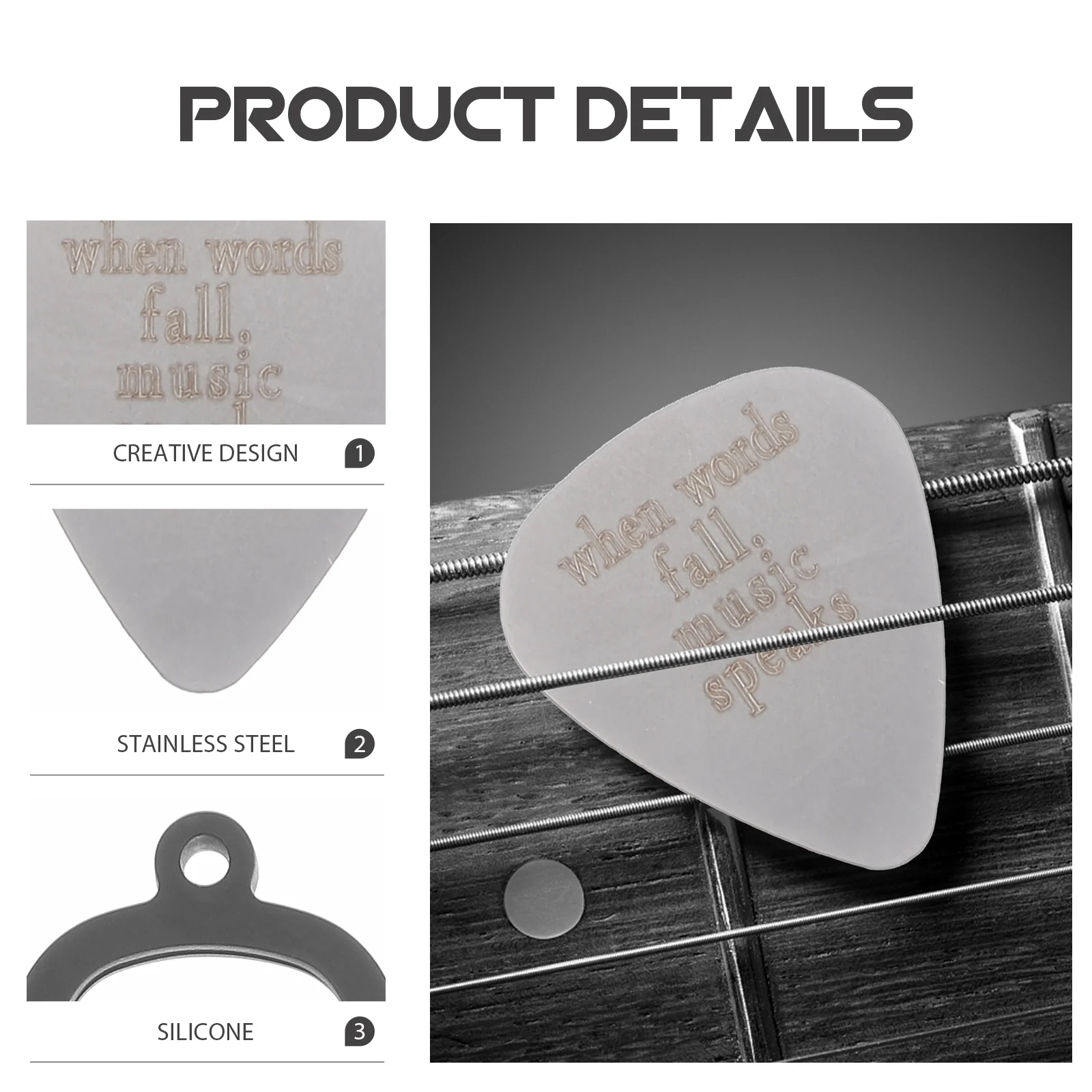 

3Pcs Guitar Picks Set Heavy Duty Thick Material for Electric Acoustic Guitar Bass Ukulele Smooth Playability Enhanced Sound