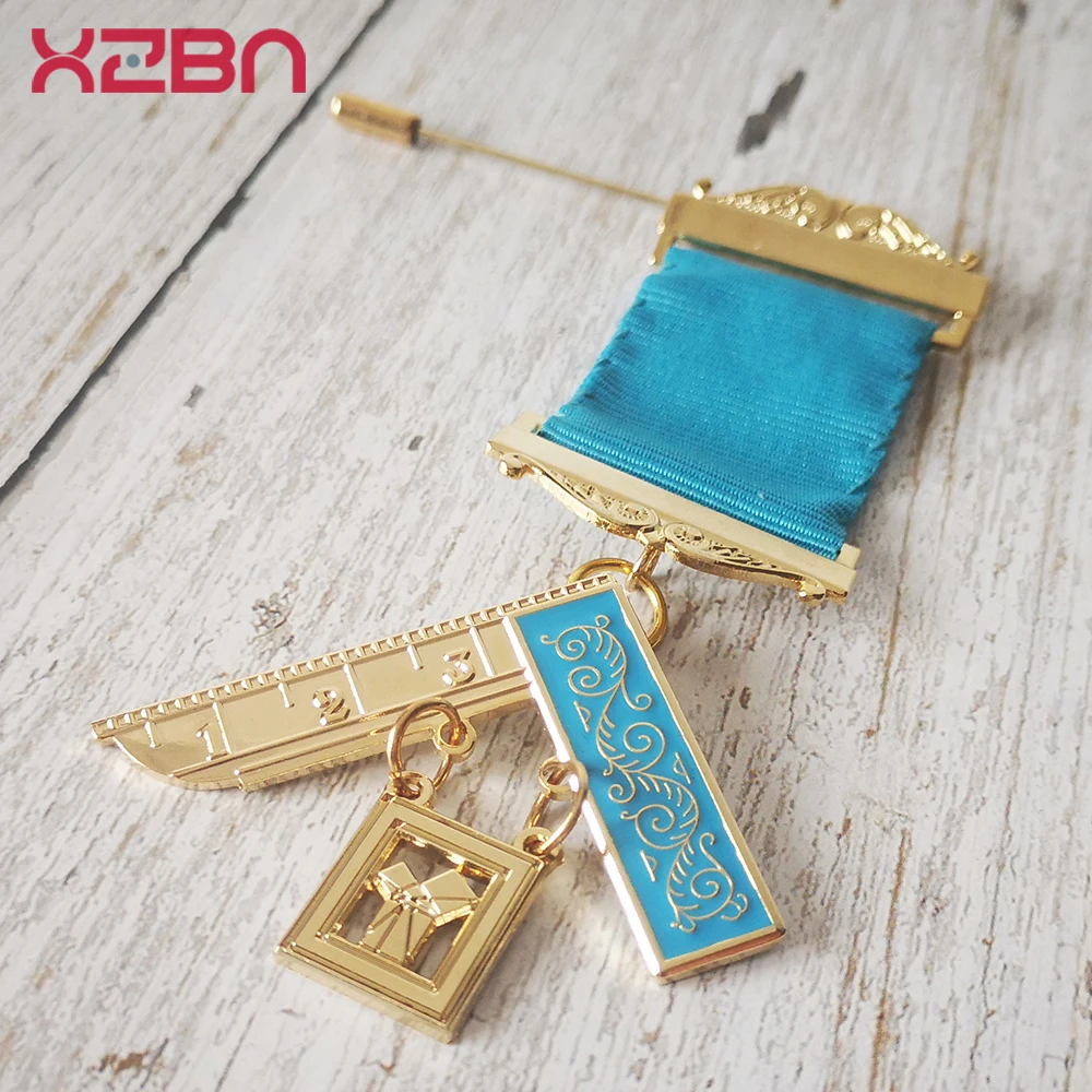 Masonic Lapel Pins Badge Mason Freemason Retro Brooch Freemasonary Member Ribbon Of Honor Ruler Suit Accessories Zinc Alloy