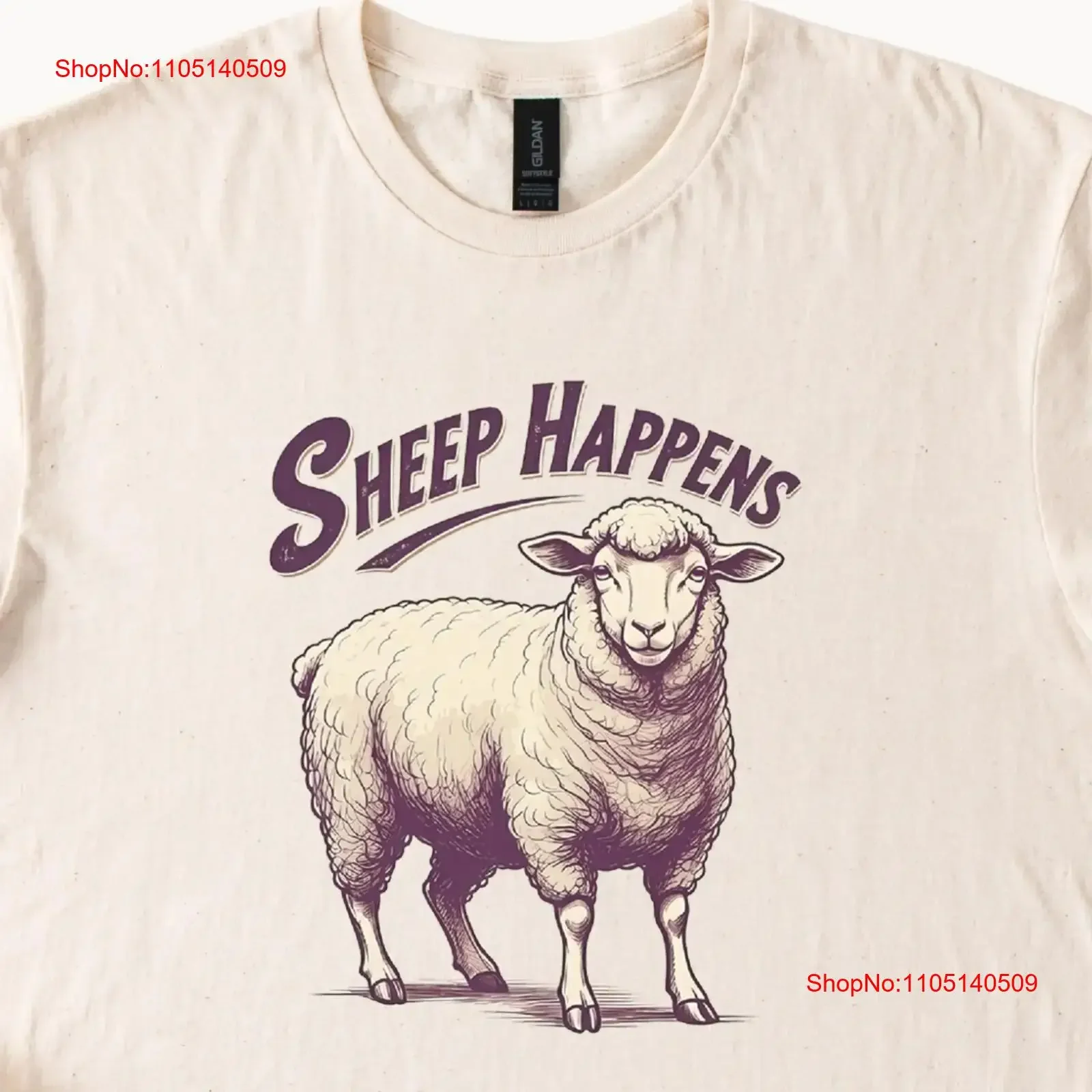 

Футболка Sheep Happens с забавными животными и юмором, бежевая винтажная стираная уличная одежда, стильная мягкая повседневная слегка модная футболка с рисунком