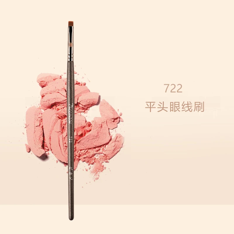 Piccasso Grauer Make-up-Pinsel 722, Flachkopf-Eyeliner-Pinsel, Faserhaar, Massivholz, professionelles Beauty-Tool, Flachkopf-Eyeliner-Pinsel