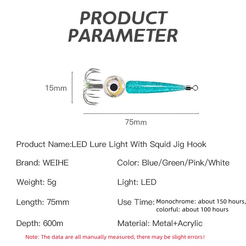 Fishing Lures 5g Squid Hook with LED Light Squid Jig Lure Luminous Webfoot Octopus Egi Artificial Bait Cuttlefish Sea Tackle image 3
