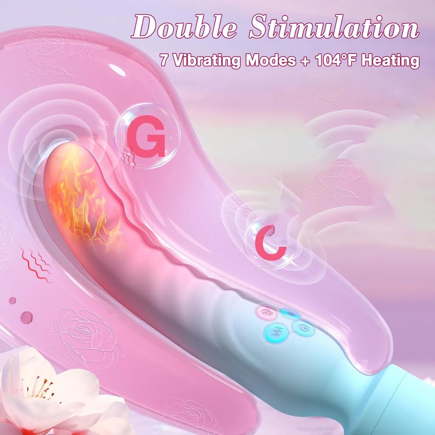 Dual-Head Vibrating Wand for Women, Heated Personal Massager, Multiple Vibration Modes, Rechargeable Silicone Adult Toy - view 4