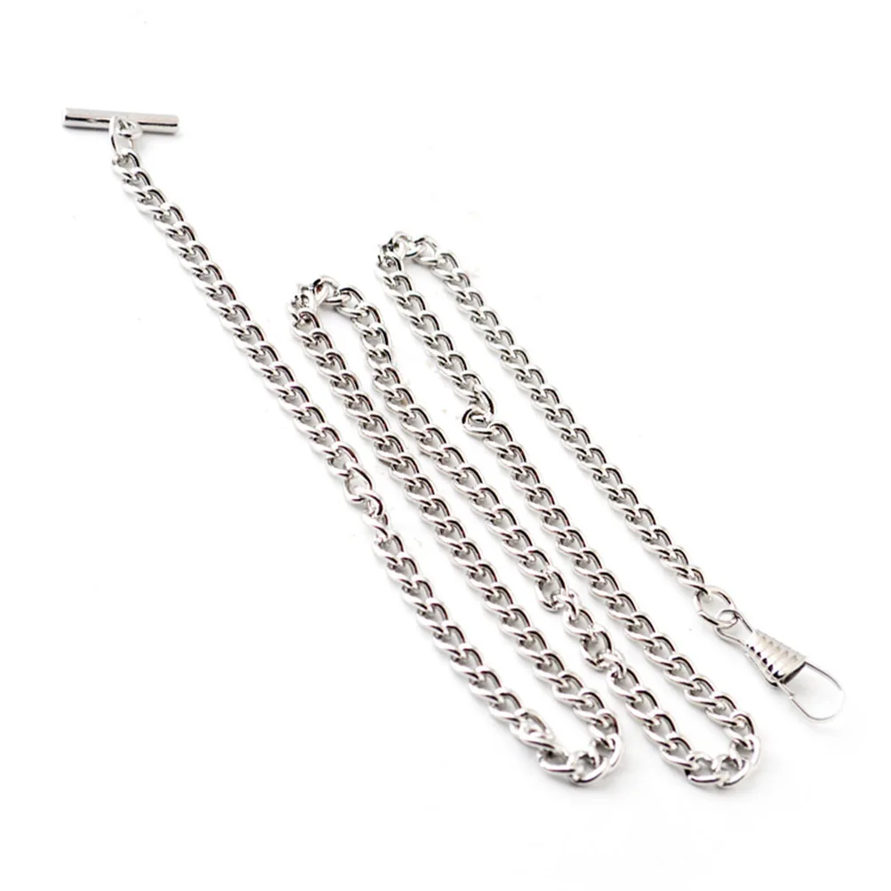 

Stainless Steel Pocket Watch Chain T-Bar Chain For Jeans Belt Keychain Heavy Duty Closure Retro Style 65Cm Length