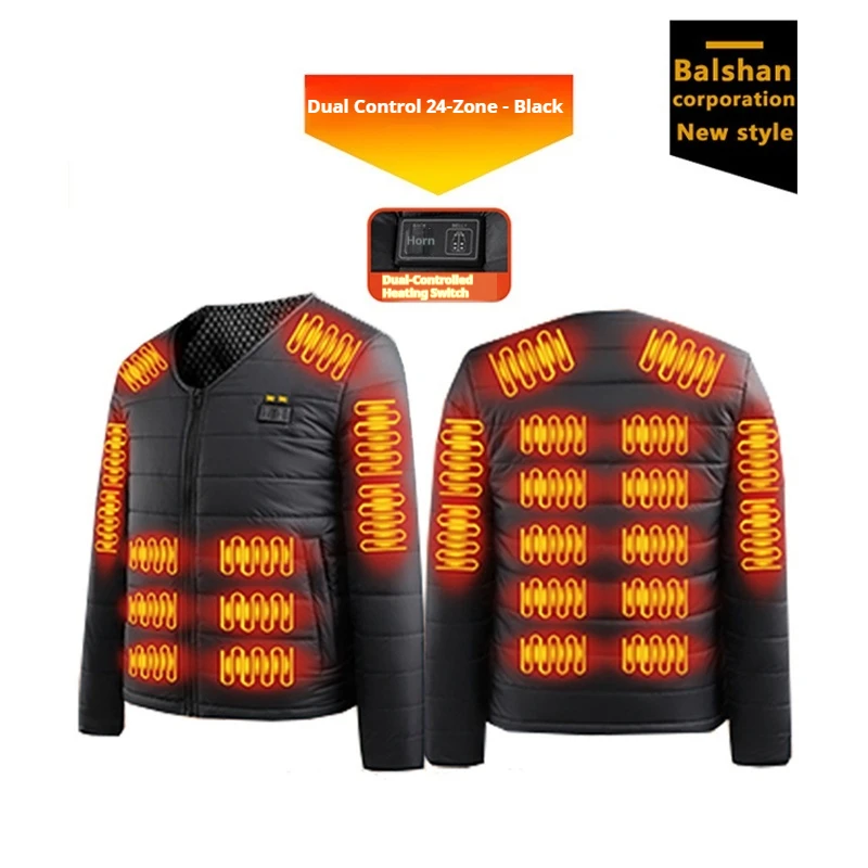 Motorcycle Riding Vest Heat Retention Smart Heating Cotton Jacket V-Neck Inner Wear 24 Zones Electric Thermal Insulation Clothes